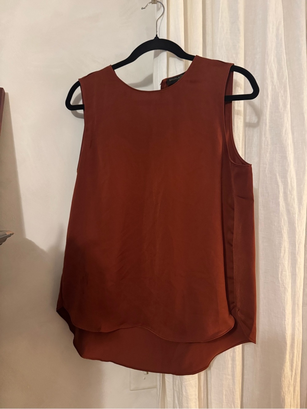 Banana Republic Rust Sleeveless Layered Silk-Blend Shell